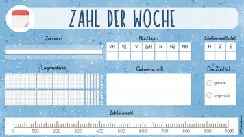 Vorschau - Präsentationen/Tafelbilder - Zahl der Woche (Klasse 3) - digitales Tafelbild / Vorlage - Seite 1