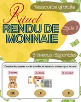 Aperçu - Feuilles d'exercices - Rituel mathématiques - rendu de monnaie - Page de couverture