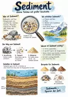 Vorschau - Arbeitsblätter - Lernplakat + AB mit Fragen zum Thema "Sediment" + Lösungsblatt + Infografik - Deckblatt