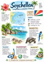 Vorschau - Arbeitsblätter - Lernplakat + AB mit Fragen zum Thema "Seychellen" + Lösungsblatt + Infografik - Deckblatt