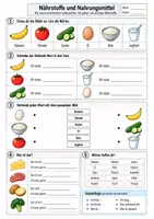 Vorschau - Arbeitsblätter - DaZ Ernährung & Lebensmittel | Bild-Wortschatz mit einfachen Übungen | Deutsch als Zweitsprache - Seite 1