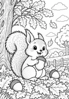 Vorschau - Mal- und Bastelvorlagen - Eichhörnchen im Herbst - 10 Ausmalbilder | Herbst Grundschule Klasse 1-4 - Seite 1
