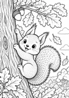 Vorschau - Mal- und Bastelvorlagen - Eichhörnchen im Herbst - 10 Ausmalbilder | Herbst Grundschule Klasse 1-4 - Seite 2