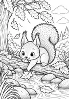 Vorschau - Mal- und Bastelvorlagen - Eichhörnchen im Herbst - 10 Ausmalbilder | Herbst Grundschule Klasse 1-4 - Seite 3