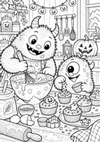 Vorschau - Mal- und Bastelvorlagen - Niedliche Monster - 10 Ausmalbilder | Halloween Grundschule Klasse 1-4 - Seite 2