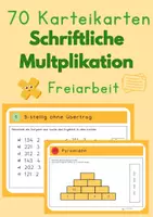 Vorschau - Stationenlernen - Freiarbeit Karteikarten schrifltiche Multiplikation differenziert - Deckblatt