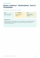 Vorschau - Arbeitsblätter - Daten codieren – Binärzahlen, Text & Pixelbilder | Sek I - Deckblatt