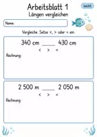 Vorschau - Arbeitsblätter - Größen vergleichen Klasse 4 | Mathematik Klasse 4 | 10 Arbeitsblätter als PDF - Seite 1