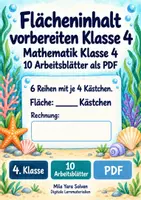 Vorschau - Arbeitsblätter - Flächeninhalt vorbereiten Klasse 4 | Mathematik Klasse 4 | 10 Arbeitsblätter als PDF - Deckblatt