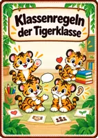 Vorschau - Poster - Klassenregeln - Klassentier Tiger - Tigerklasse - Deckblatt