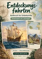 Vorschau - Arbeitsblätter - Entdeckungsfahrten – Kolumbus, Magellan, Azteken & Inka Arbeitsheft mit Lösungen 30 Seiten - Deckblatt