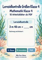 Vorschau - Arbeitsblätter - Lernzielkontrolle Größen Klasse 4 | Mathematik Klasse 4 | 10 Arbeitsblätter als PDF - Deckblatt