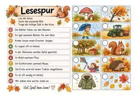 Vorschau - Arbeitsblätter - Lesespur Herbst 3-fach differenziert Kieler Leseaufbau - Seite 1