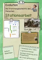 Vorschau - Arbeitsblätter - Evolution: Die Stammesgeschichte des Menschen, Evolution Mensch, Stationenlernen - Deckblatt