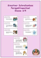 Vorschau - Aufgabenkarten - Kreatives Schreiben Perspektivwechsel Klasse 3/4 - Deckblatt