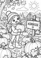 Vorschau - Mal- und Bastelvorlagen - Kürbiszeit - 10 Ausmalbilder | Herbst & Halloween Grundschule Klasse 1-4 - Seite 1
