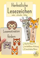Vorschau - Mal- und Bastelvorlagen - Kunst und Leseförderung Herbst - Lesezeichen basteln Grundschule Klasse 1, Klasse 2, Klasse 3, Klasse 4 - Deckblatt