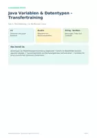 Vorschau - Arbeitsblätter - Java Datentypen – Transfertraining Sek II - Deckblatt