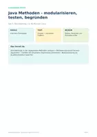 Vorschau - Arbeitsblätter - Java Methoden – Modularisieren | Sek II - Deckblatt