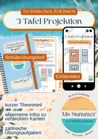 Vorschau - Arbeitsblätter - Technik/TZ - 3-Tafel-Projektion Erarbeitung, Übung und Probearbeit - Deckblatt