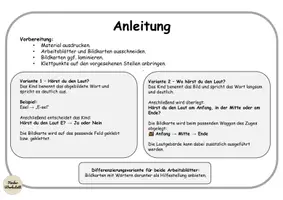 Vorschau - Arbeitsblätter - Klettaufgabe: Hörst du den Laut? E e – Laut hören & Lautposition bestimmen | Lautgebärden - Seite 1