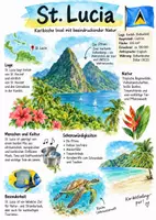 Vorschau - Arbeitsblätter - Lernplakat + AB mit Fragen zum Thema "St. Lucia" + Lösungsblatt + Infografik - Deckblatt