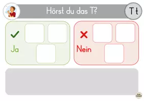 Vorschau - Arbeitsblätter - Klettaufgabe: Hörst du den Laut? T t – Laut hören & Lautposition bestimmen | Lautgebärden - Seite 2