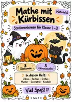 Vorschau - Stundenentwürfe - Halloween Mathe Stationenlernen Klasse 1–3 – Rechnen, Größen, Muster, Geometrie & Knobeln | differenziert | Zahlenraum 10 - 100 | mit Lösungen - Deckblatt