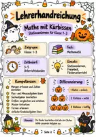 Vorschau - Stundenentwürfe - Halloween Mathe Stationenlernen Klasse 1–3 – Rechnen, Größen, Muster, Geometrie & Knobeln | differenziert | Zahlenraum 10 - 100 | mit Lösungen - Seite 1