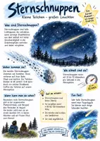 Vorschau - Arbeitsblätter - Lernplakat + AB mit Fragen zum Thema "Sternschnuppen" + Lösungsblatt + Infografiken - Deckblatt
