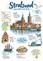 Vorschau - Arbeitsblätter - Lernplakat + AB mit Fragen zum Thema "Stralsund" + Lösungsblatt + Infografik - Deckblatt