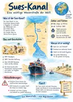 Vorschau - Arbeitsblätter - Lernplakat + AB mit Fragen zum Thema "Sues-Kanal" + Lösungsblatt + Infografik - Deckblatt