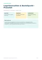 Vorschau - Arbeitsblätter - Lagerkennzahlen & Bestellpunkt – Praxis - Deckblatt