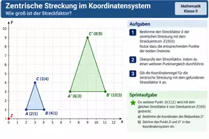 Vorschau - Arbeitsblätter - Zentrische Streckung im Koordinatensystem- Streckenfaktor k - Seite 1