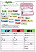 Vorschau - Arbeitsblätter - FREEBIE: Nomen erkennen und ordnen – Nomenproben & Begleiter der, die, das - Seite 2