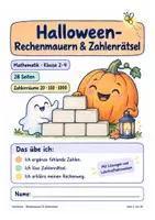 Vorschau - Stundenentwürfe - Halloween Mathe Klasse 2–3: Rechenmauern & Zahlenrätsel mit Lösungen - Deckblatt
