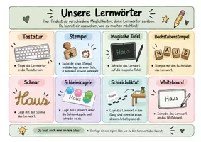 Vorschau - Arbeitsblätter - Lernwörter Aufgaben - Übersicht für Lernwörtertheke oder als Hefteintrag - Deckblatt