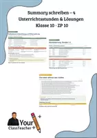 Vorschau - Stundenentwürfe - Summary schreiben – 4 Unterrichtsstunden & Lösungen Klasse 10 · ZP 10 - Deckblatt