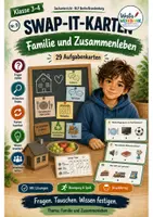 Vorschau - Spiele - Swap-it Materialpaket: Kind – 6 bewegte Kartenspiele für Sachunterricht 3/4 | 174 Fragekarten | Farbe & S/W - Seite 1