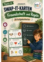 Vorschau - Spiele - Swap-it-Kartenspiel: Freundschaft und Regeln – bewegtes Klassenspiel für Sachunterricht 3/4 | Farbe & S/W | Duplex- und manueller Druck - Deckblatt