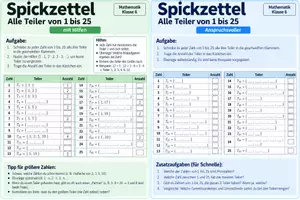 Vorschau - Arbeitsblätter - Spickzettel Teiler DIfferenzierung - Seite 1
