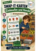 Vorschau - Spiele - Swap-it Materialpaket: Markt – 6 bewegte Kartenspiele für Sachunterricht 3/4 | 174 Fragekarten | Farbe & S/W - Seite 1