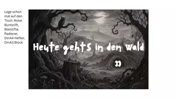 Vorschau - Mal- und Bastelvorlagen - Landschaft zeichnen: Gruselwald (Kunst) - Seite 1