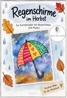 Vorschau - Mal- und Bastelvorlagen - Kunst: Regenschirme im Herbst Klasse 1-3 - Seite 1
