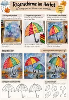 Vorschau - Mal- und Bastelvorlagen - Kunst: Regenschirme im Herbst Klasse 1-3 - Deckblatt