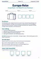 Vorschau - Spiele - Europa Reise Escape Room Klasse 5 bis 8 - Deckblatt