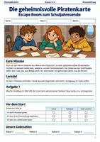 Vorschau - Spiele - Die geheimnisvolle Piratenkarte Escape Room Klasse 5 bis 6 Schuljahresende - Deckblatt