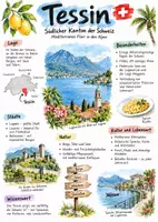 Vorschau - Arbeitsblätter - Lernplakat + AB mit Fragen zum Thema "Tessin" + Lösungsblatt + Infografik - Deckblatt