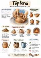 Vorschau - Arbeitsblätter - Lernplakat + AB mit Fragen zum Thema "Töpferei" + Lösungsblatt + Infografik - Deckblatt