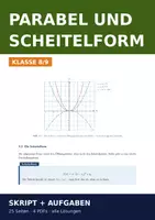 Vorschau - Arbeitsblätter - Parabel & Scheitelform – Skript mit Lösungen Klasse 8/9 - Deckblatt